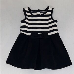 Janie and Jack Baby Girl Black and White Bow Dress Size 18-24 Months